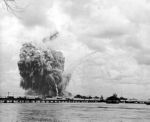 USS Mount Hood (AE 11) exploding, Manus Harbor, Admiralty Islands, November, 1944.