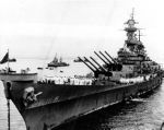 USS Missouri (BB 63) prepares to receive Japanese delegation September 2, 1945 in Sagami Wan