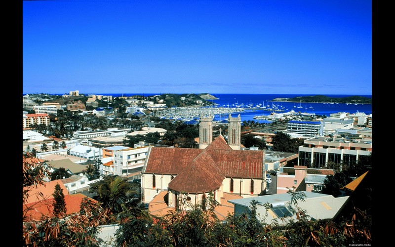 5 Noumea Harbor-Cathedral St. Joseph (rear) in foreground